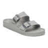 Birkenstock Arizona Stealth Buckle Stone Coin sandal, lightweight water-friendly design, contoured footbed support.