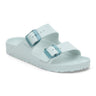 Birkenstock Arizona Stealth EVA sandals in Surf Green, lightweight and water-friendly design with translucent buckles.