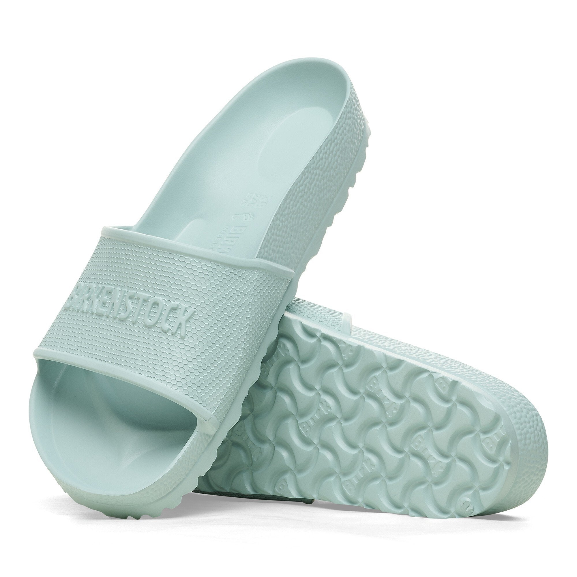 Birkenstock Barbados EVA slide in Surf Green, water-friendly, lightweight, flexible design with contoured footbed.