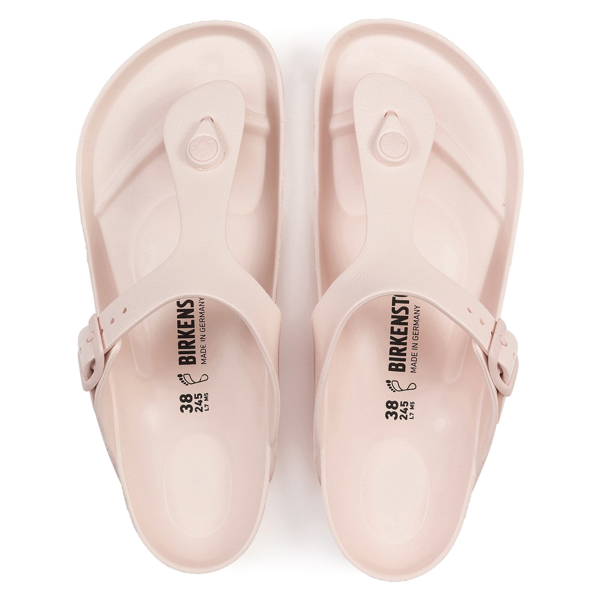Birkenstock Gizeh Essentials EVA sandals in light rose, showcasing a classic thong design and lightweight, flexible material.