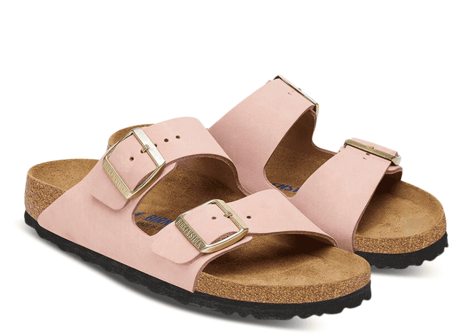 Birkenstock Nubuk Light Pink Double strap sandal with buckles pair