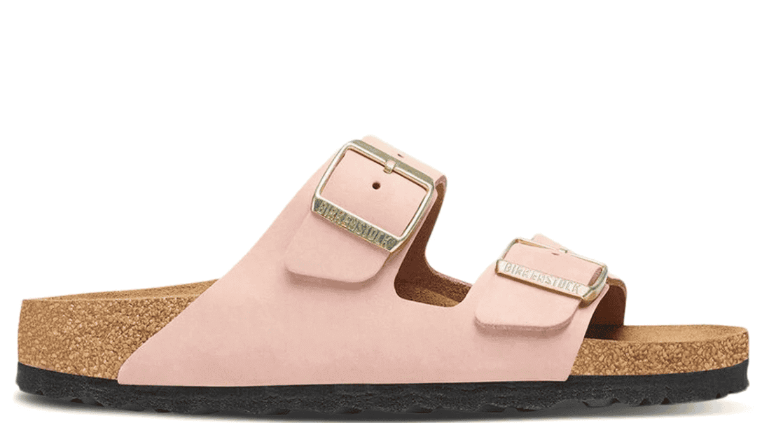 Birkenstock Nubuk Light Pink Double strap sandal with buckles single side