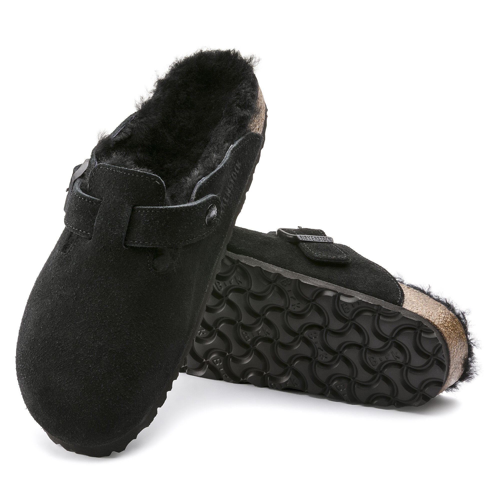 Birkenstock shoes Birkenstock Boston Shearling Suede Leather Black sole
