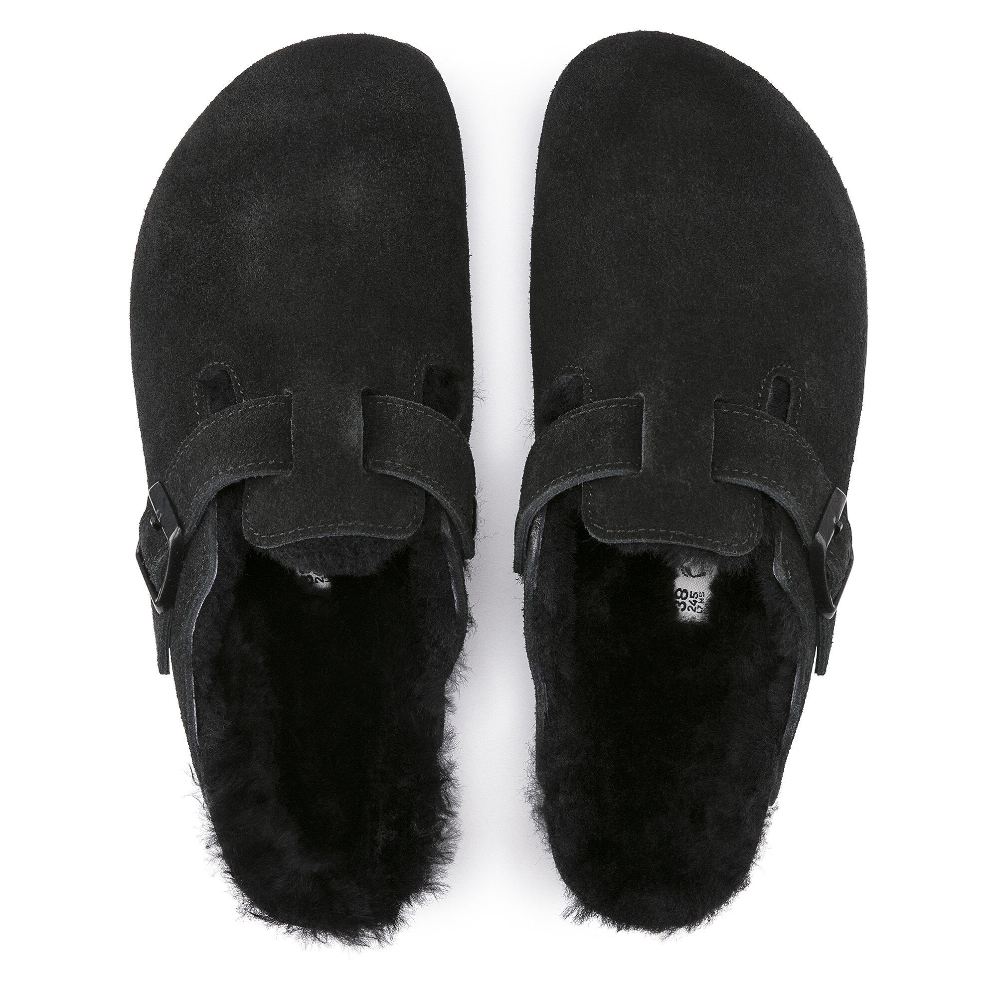 Birkenstock shoes Birkenstock Boston Shearling Suede Leather Black top view
