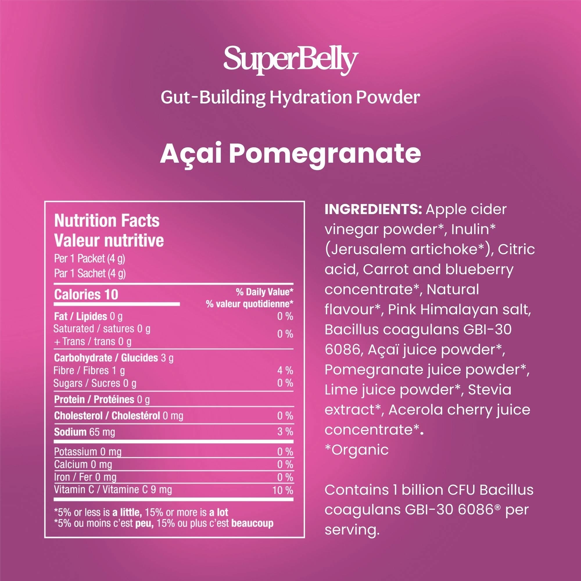Blume Superbelly Acai Pomegranate Gut Healthy drink powder ingredients