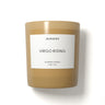 Candle with a label on a white background