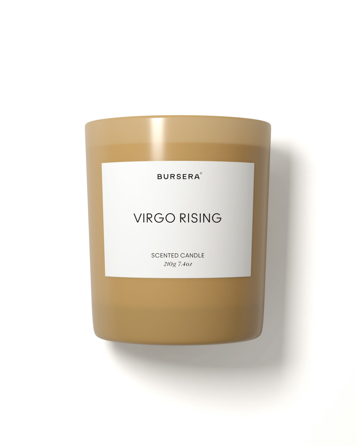 Candle with a label on a white background