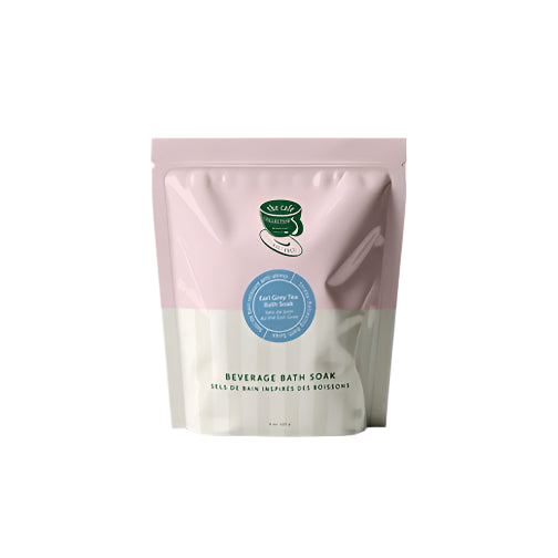 Cafe Collection Earl Grey Tea Bath Soak package, 14 oz, featuring soothing bergamot aroma for a luxurious bath experience.