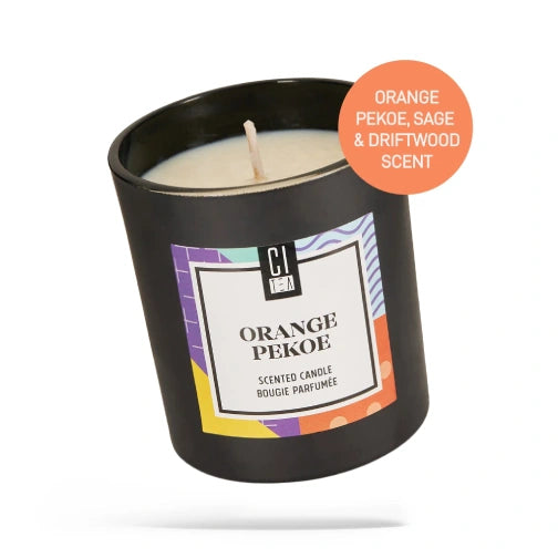 Soy wax candle inspired by Orange Pekoe tea Calming sage and driftwood scented candle