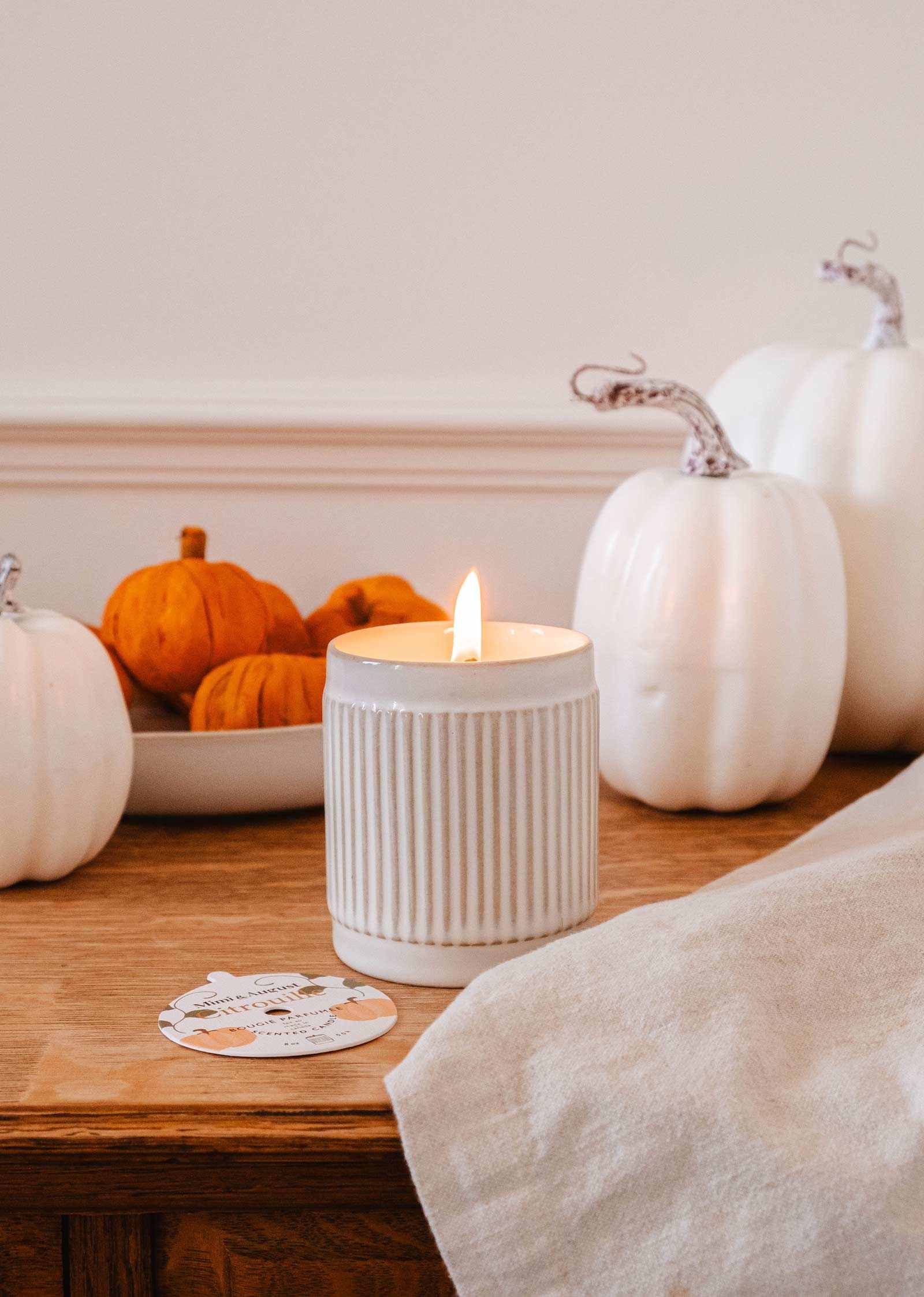 Mimi & August Citrouille Reusable Soy Candle – 8 oz Ceramic Cup – Pumpkin Spice & Brown Sugar Scent
