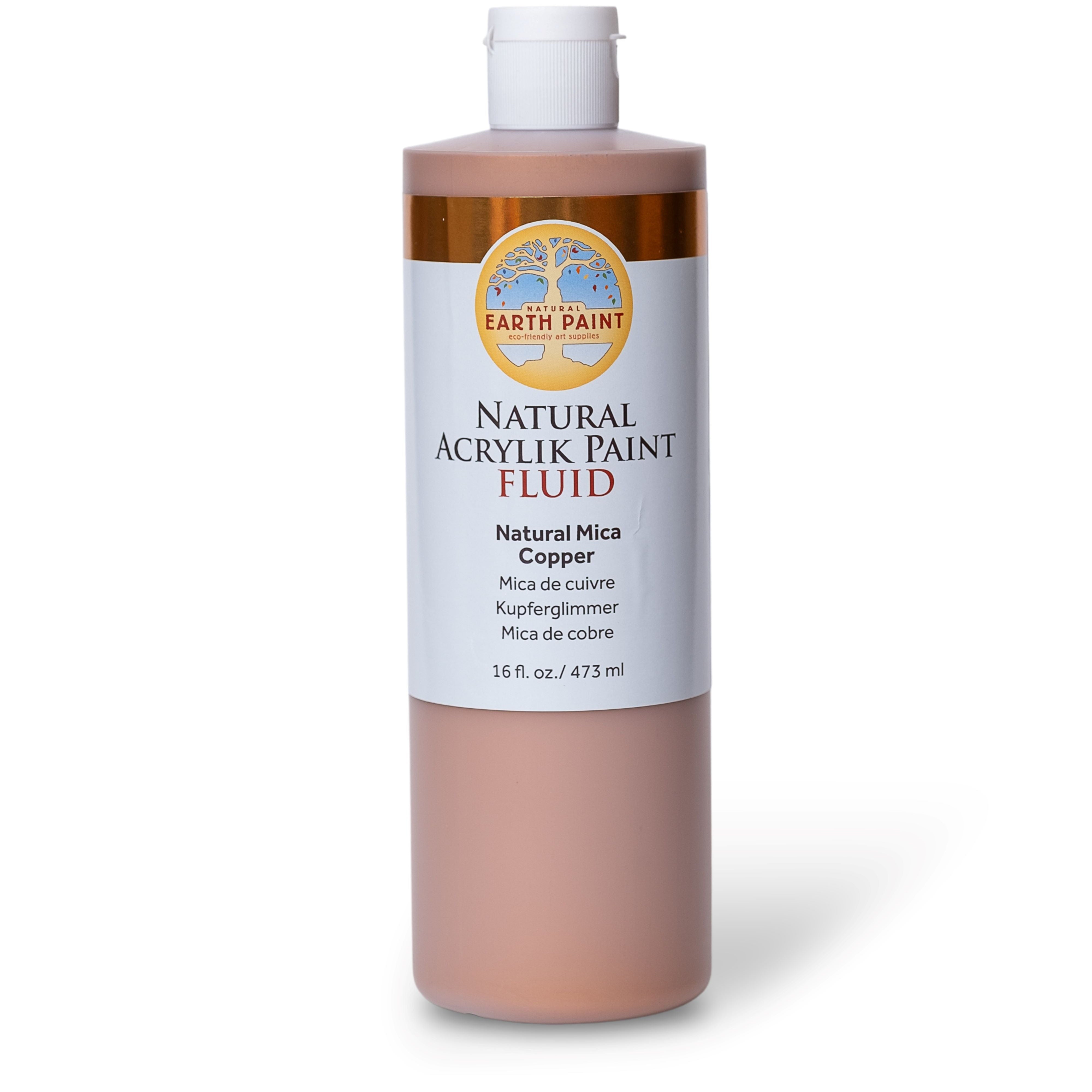 Bottle of Earth Paint Natural Acrylik Paint Fluid on a white background