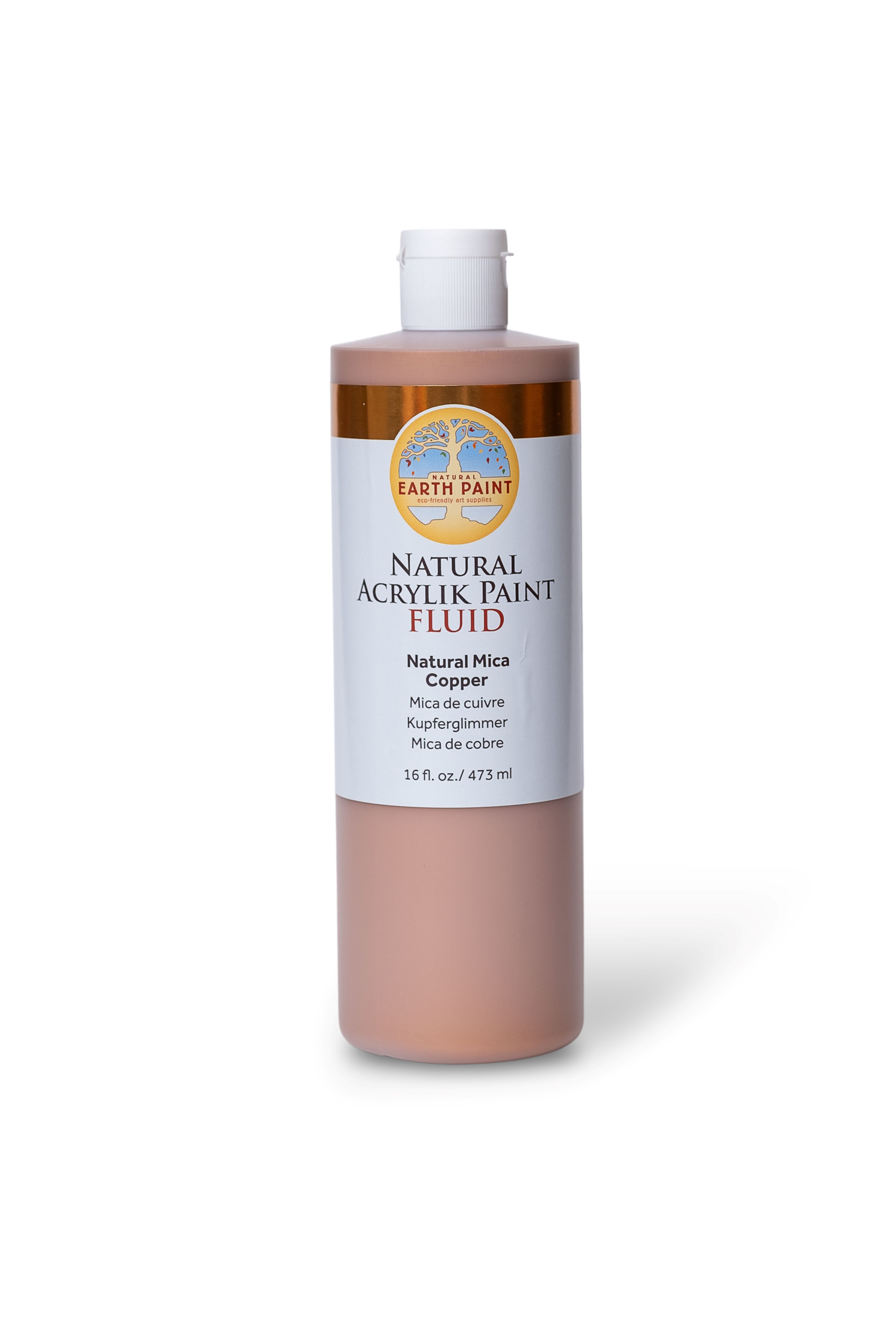 Bottle of Earth Paint Natural Acrylik Paint Fluid on a white background