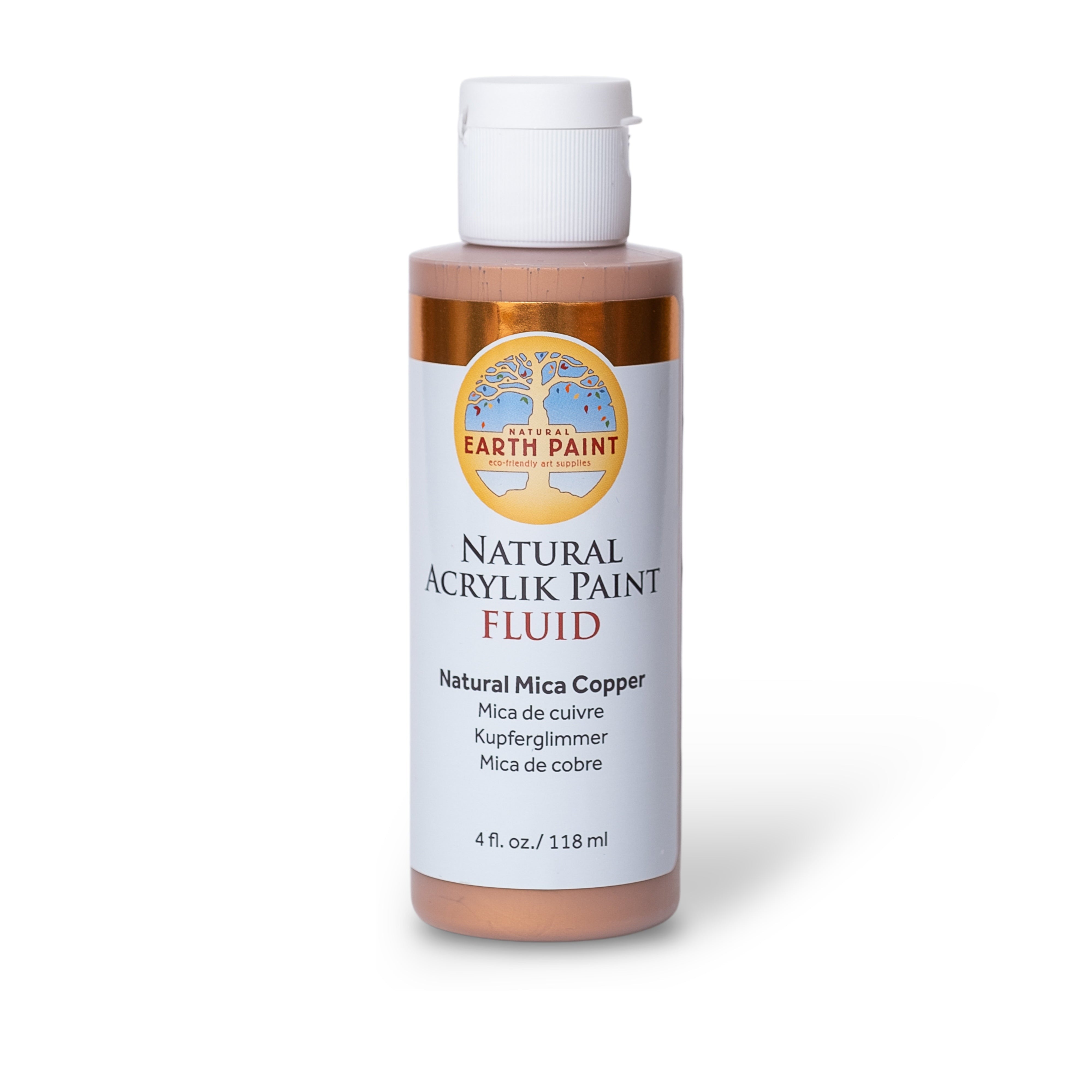 Bottle of Earth Paint Natural Acrylic Paint Fluid on a white background