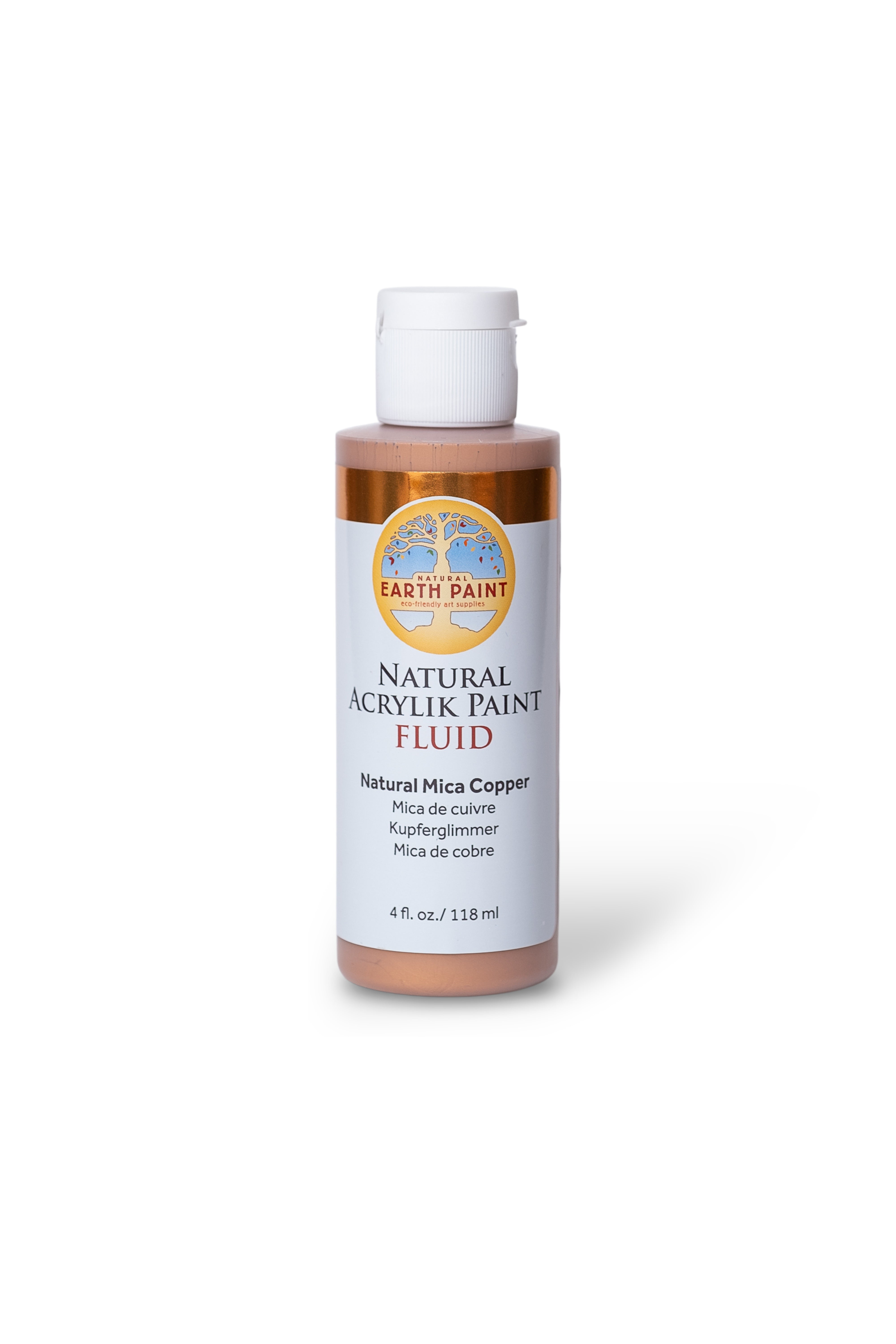 Bottle of Earth Paint Natural Acrylic Paint Fluid on a white background