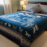Old Tribes Horse Spirits Alpaca Blanket – turquoise – Queen Size Southwestern Blanket