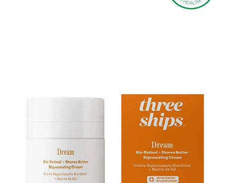 Dream Bio-Retinol + Shorea Butter Rejuvenating Cream jar and box, EWG verified, for brighter and smoother skin.