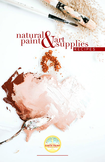 Book cover with paint splashes and text about natural paint and art supplies recipes.