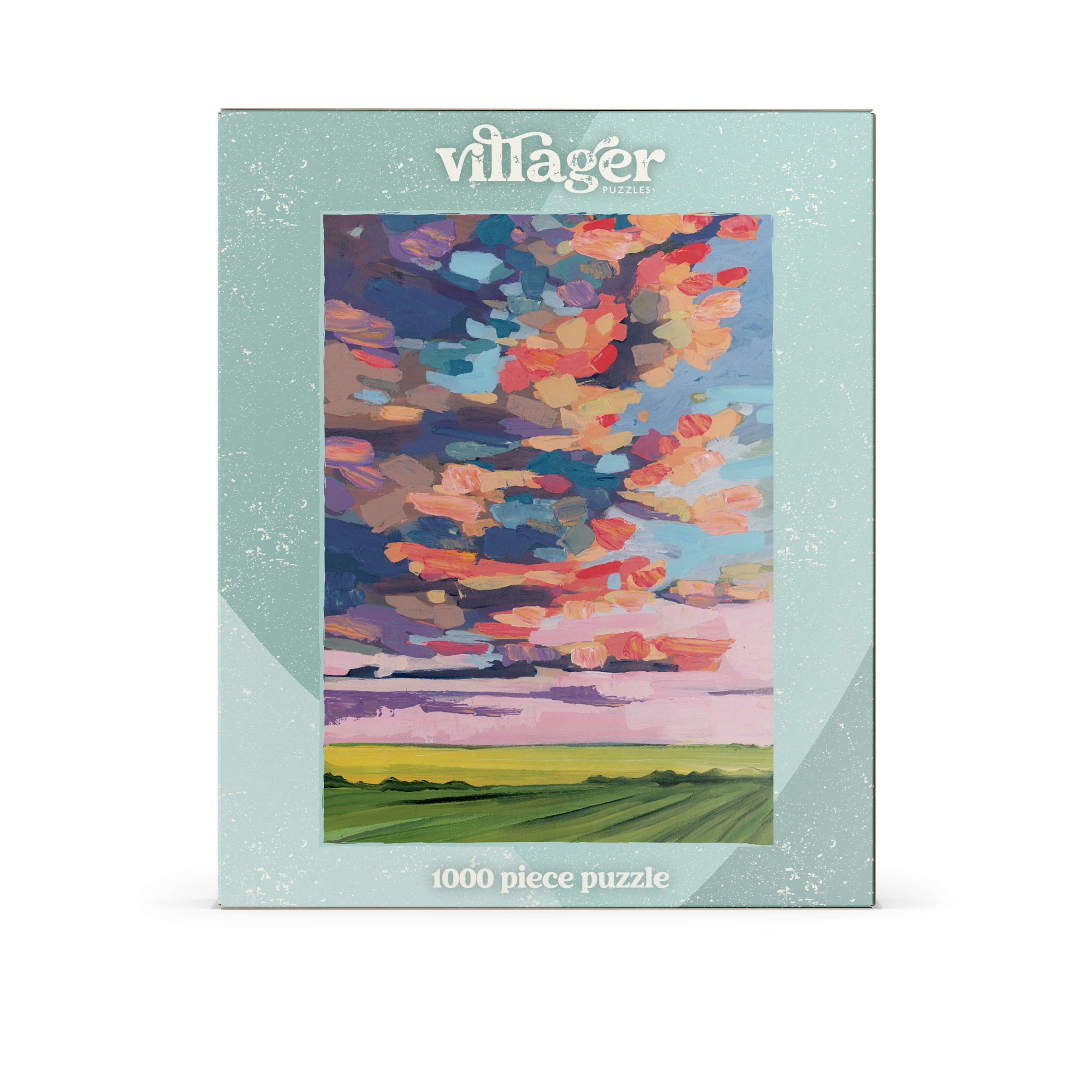 Villager 1000 piece puzzle packaging with colorful sky design Prairie Sky | 1000-Piece Puzzle for Adults