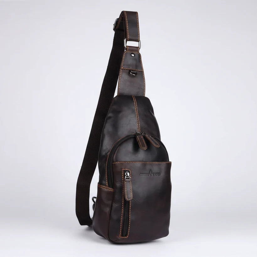Greenwood Leather Crossbody Chest Bag | Boutique of Leathers black front