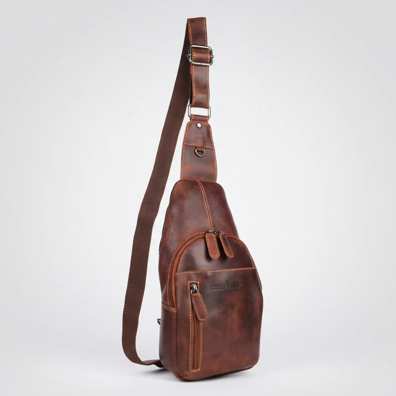 Greenwood Leather Crossbody Chest Bag | Boutique of Leathers brown side