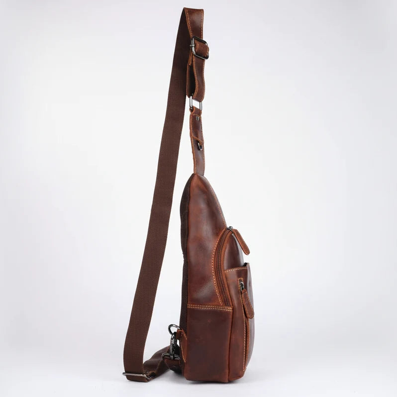 Greenwood Leather Crossbody Chest Bag | Boutique of Leathers brown side 2