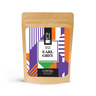 Tea package with colorful label on a white background