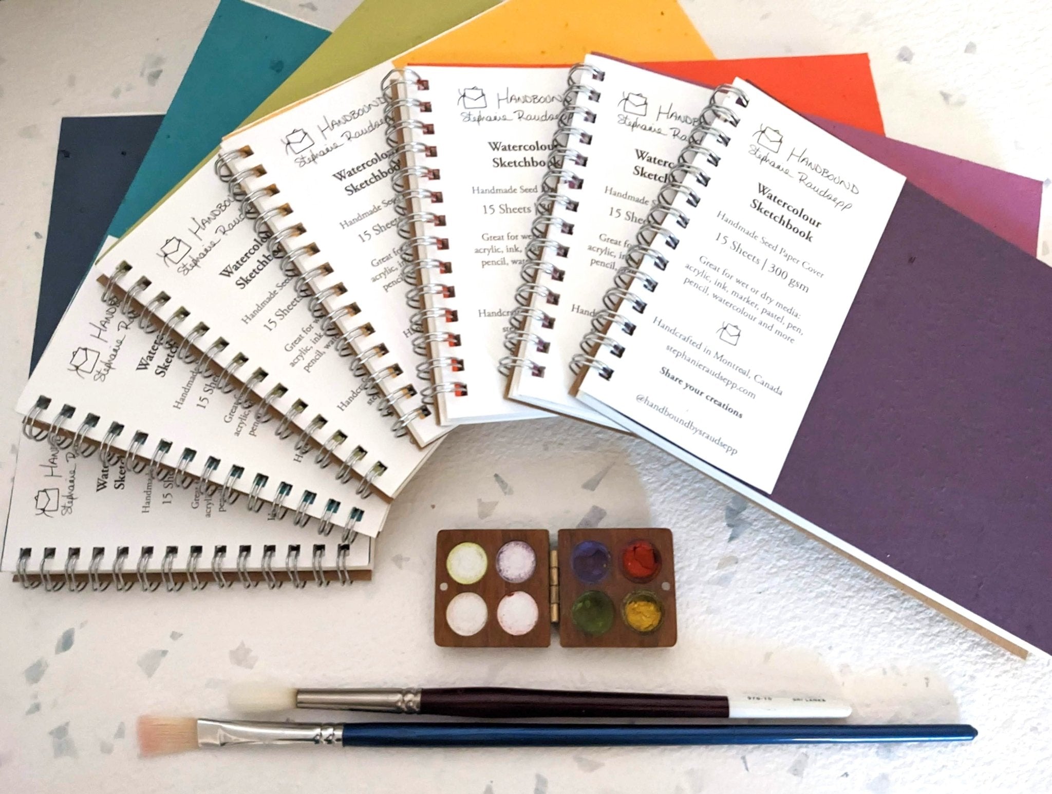 Set of watercolor sketchbooks with paint palette and brushes Plantable Watercolour Sketchbook by Creative Artifacts HQ