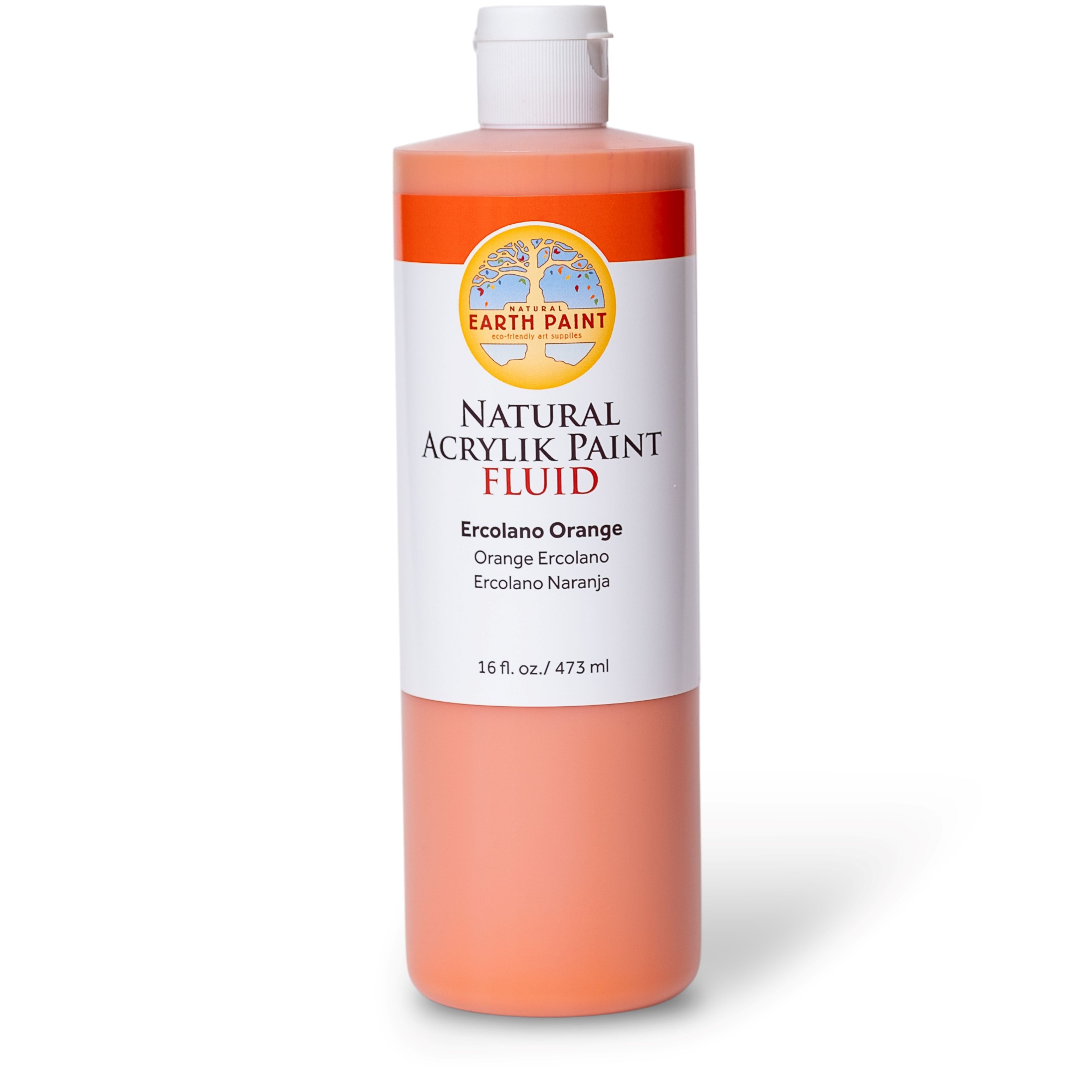 Bottle of Earth Paint Natural Acrylic Paint Fluid on a white background