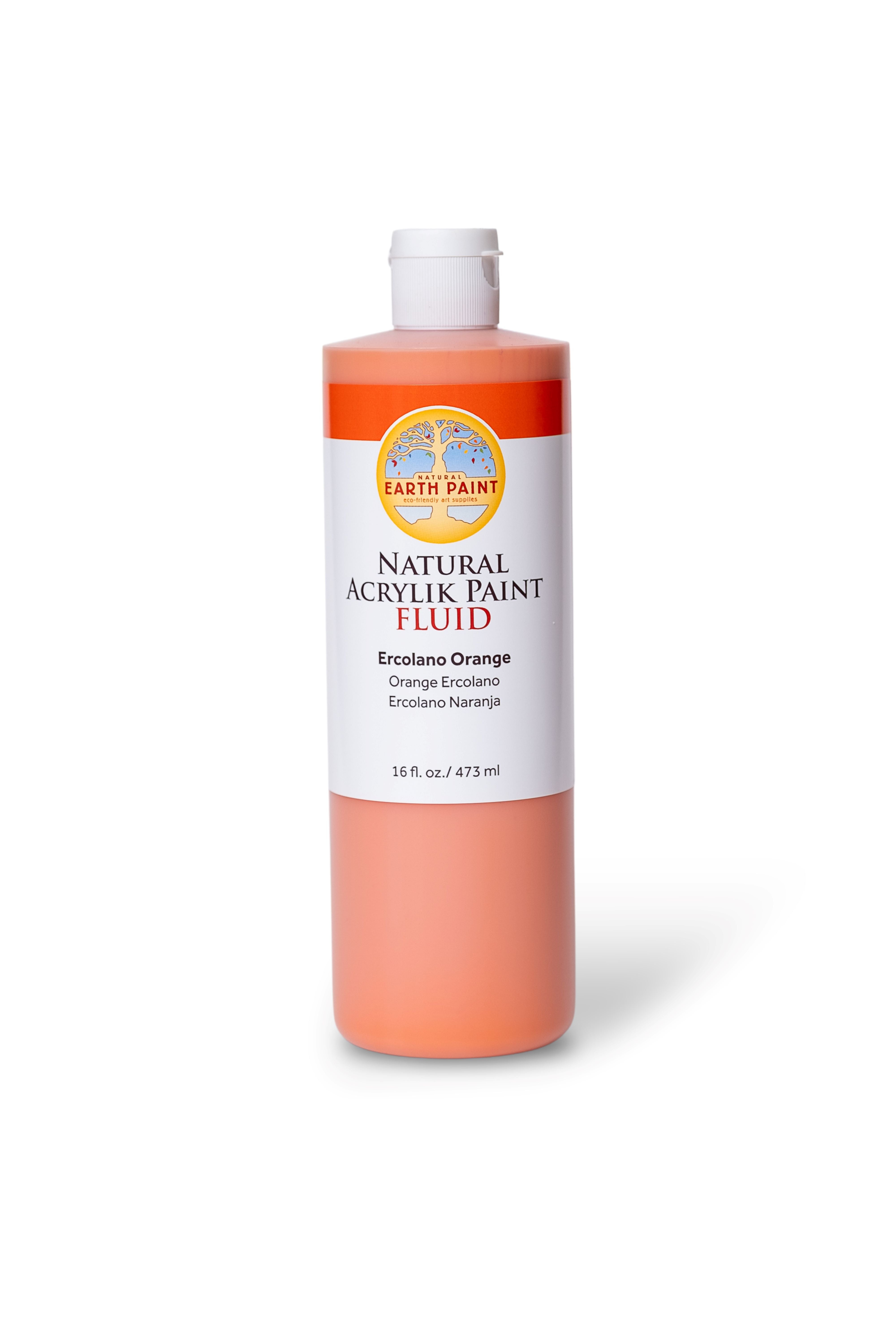 Bottle of Earth Paint Natural Acrylic Paint Fluid on a white background