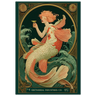 Art Nouveau-style poster featuring a mermaid and fish with intricate details and decorative elements. Erethereal_art_print_Lucent Dry Martini - Poster & Framed Print