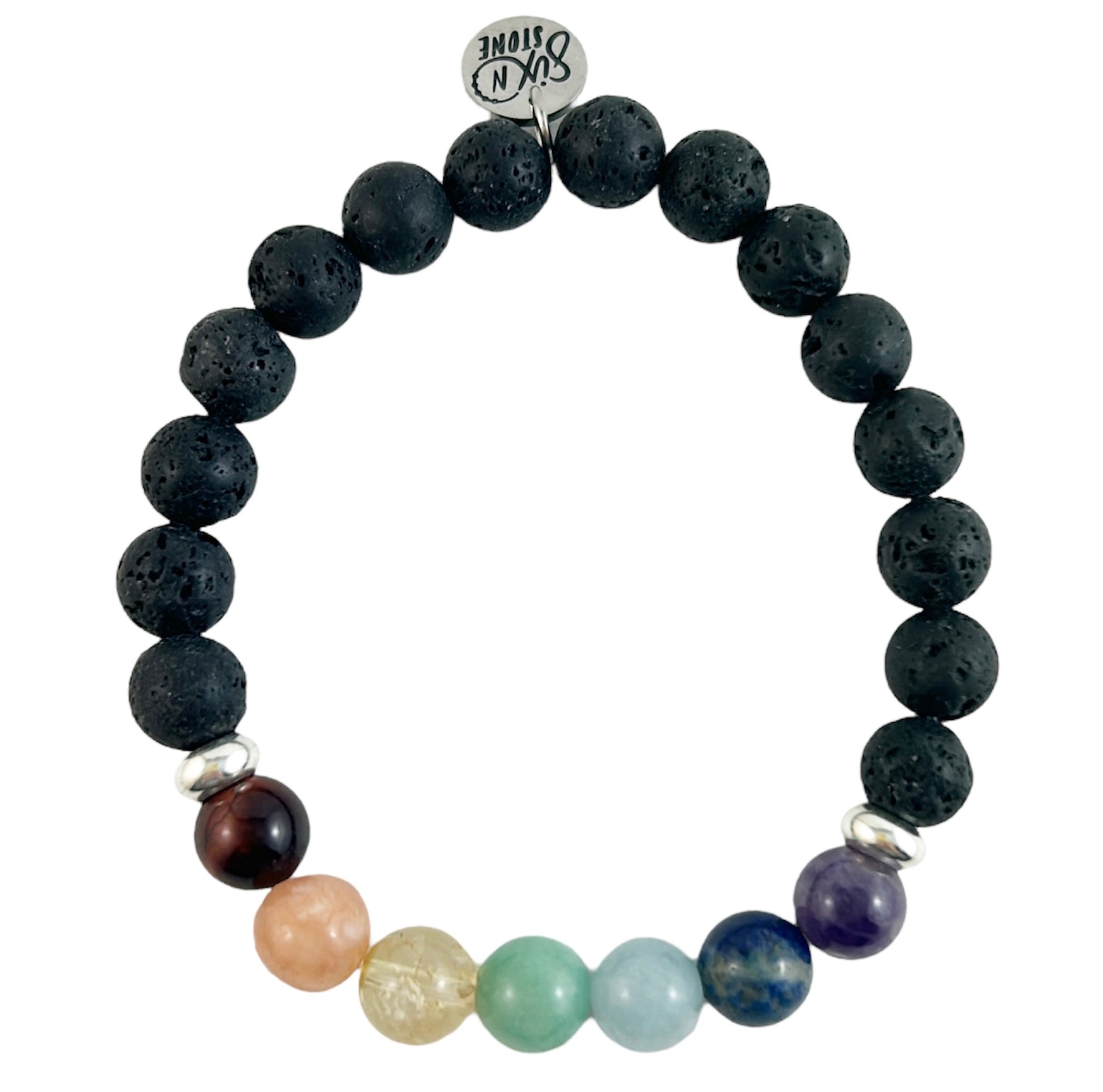 Chakra Bracelet in Black Lava from Six N Stone
