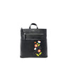 Espe Vegan Corp Black backpack with floral embroidery on a white background