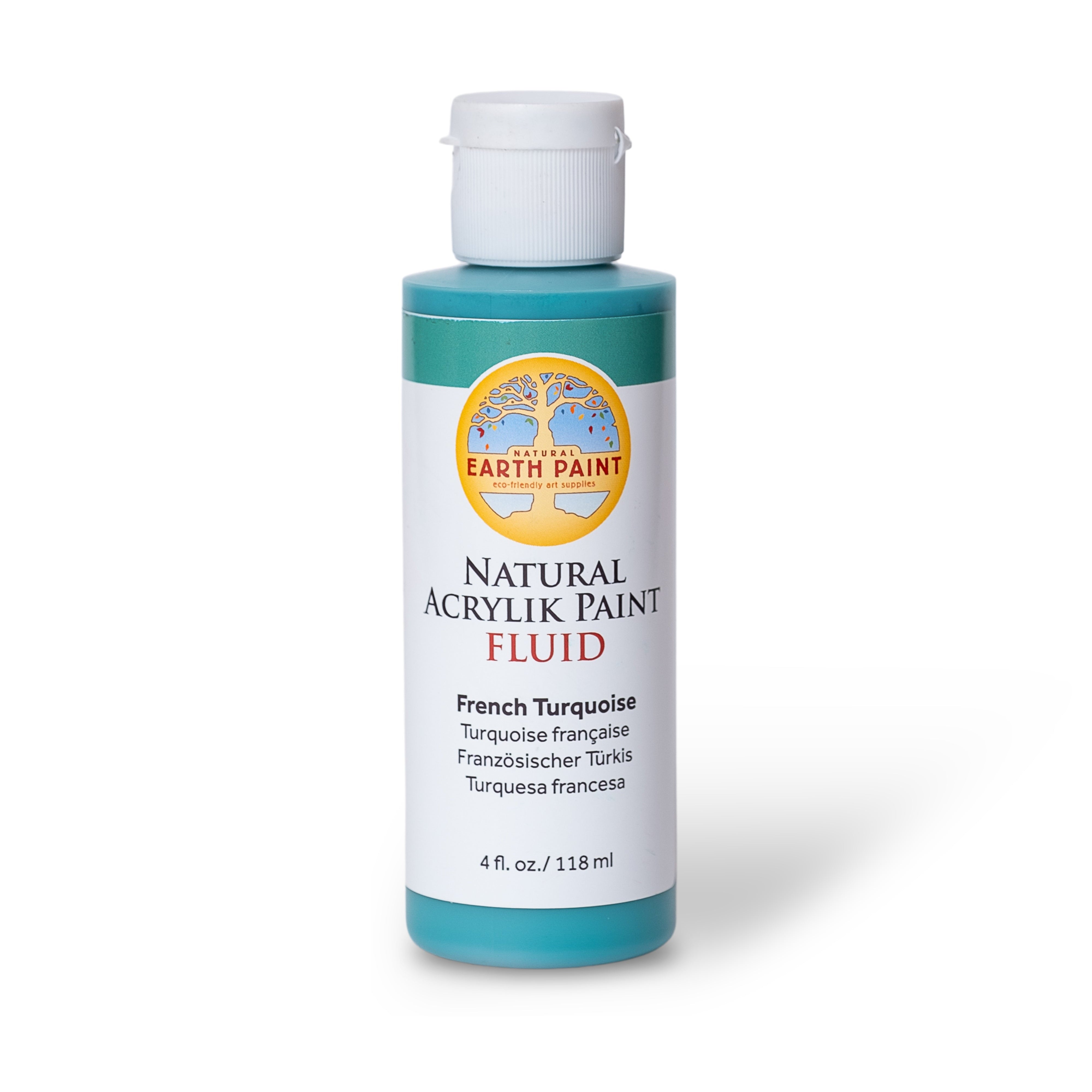 Bottle of Earth Paint Natural Acrylik Paint Fluid on a white background