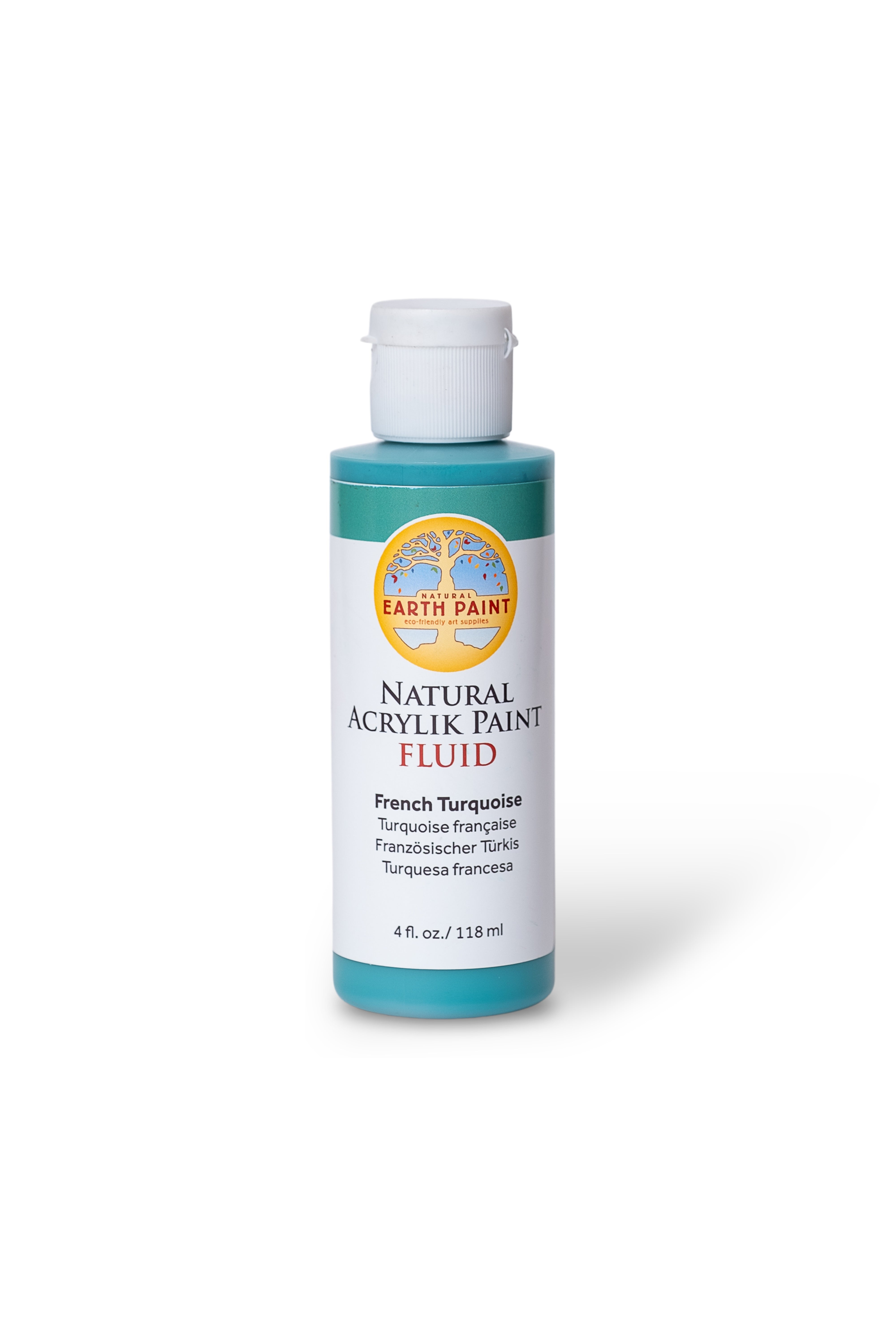 Bottle of Earth Paint Natural Acrylik Paint Fluid on a white background