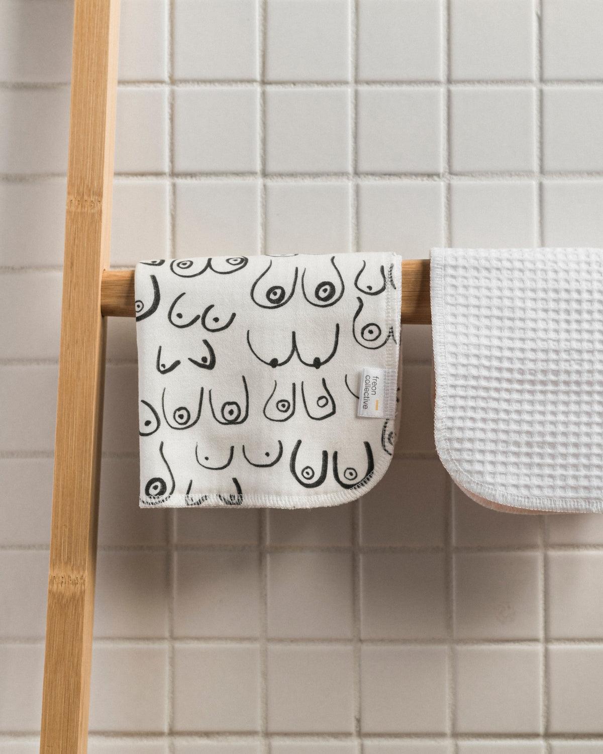 Black and white resuable cotton facecloths by Freon Collective 3
