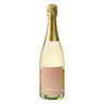 Bottle of champagne with a gold foil top on a white background