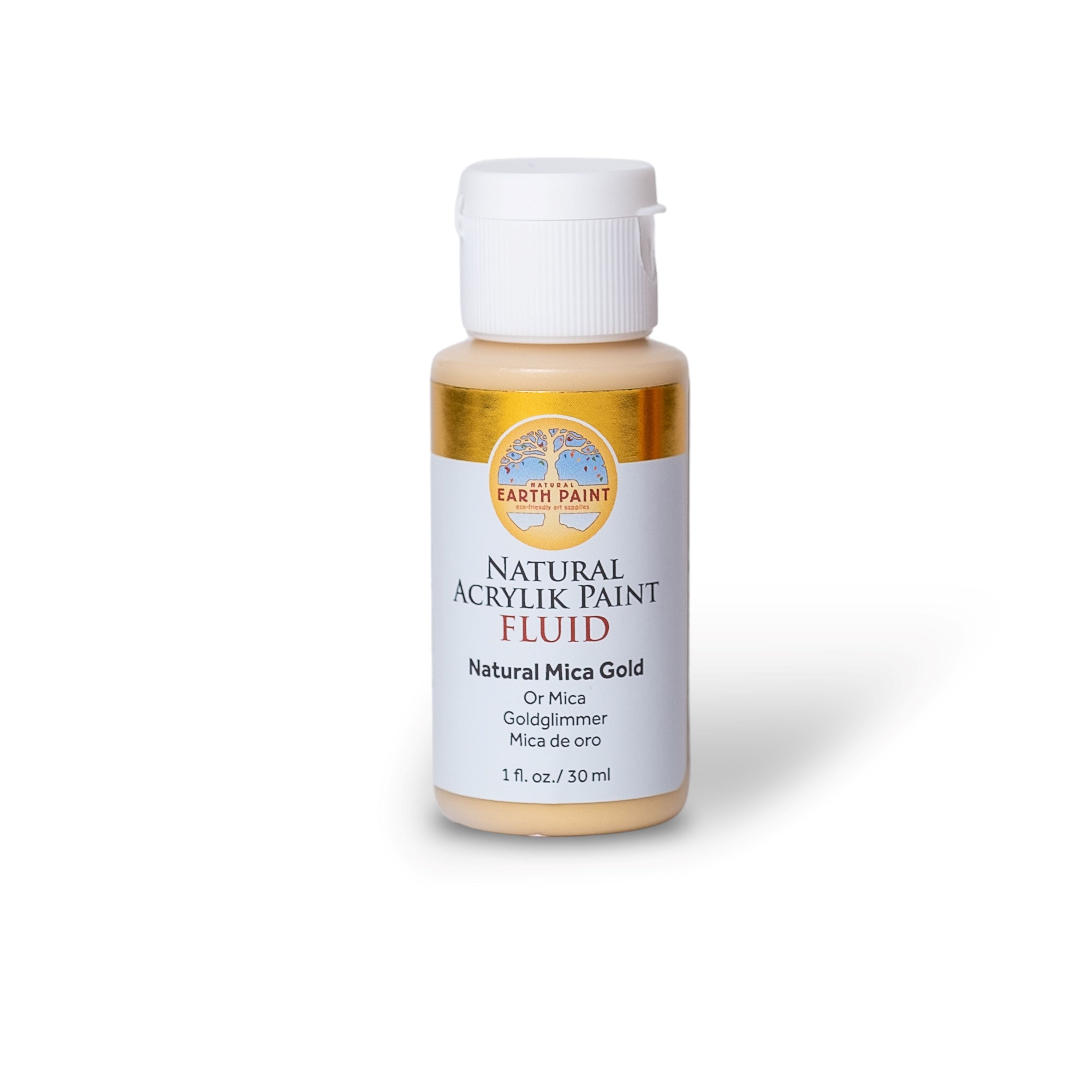 Bottle of natural acrylic paint with a white cap on a white background
