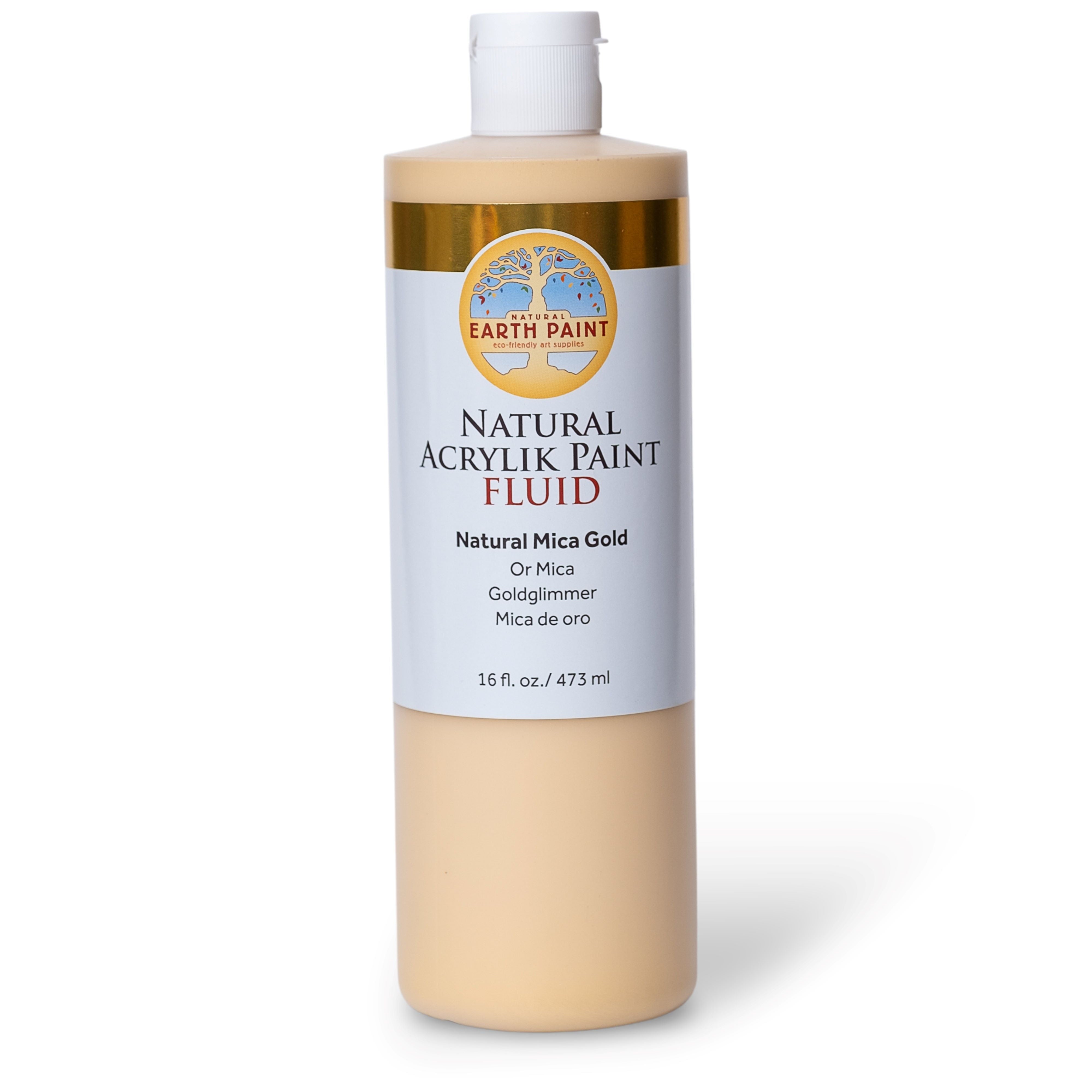 Bottle of Earth Paint Natural Acrylic Paint Fluid on a white background