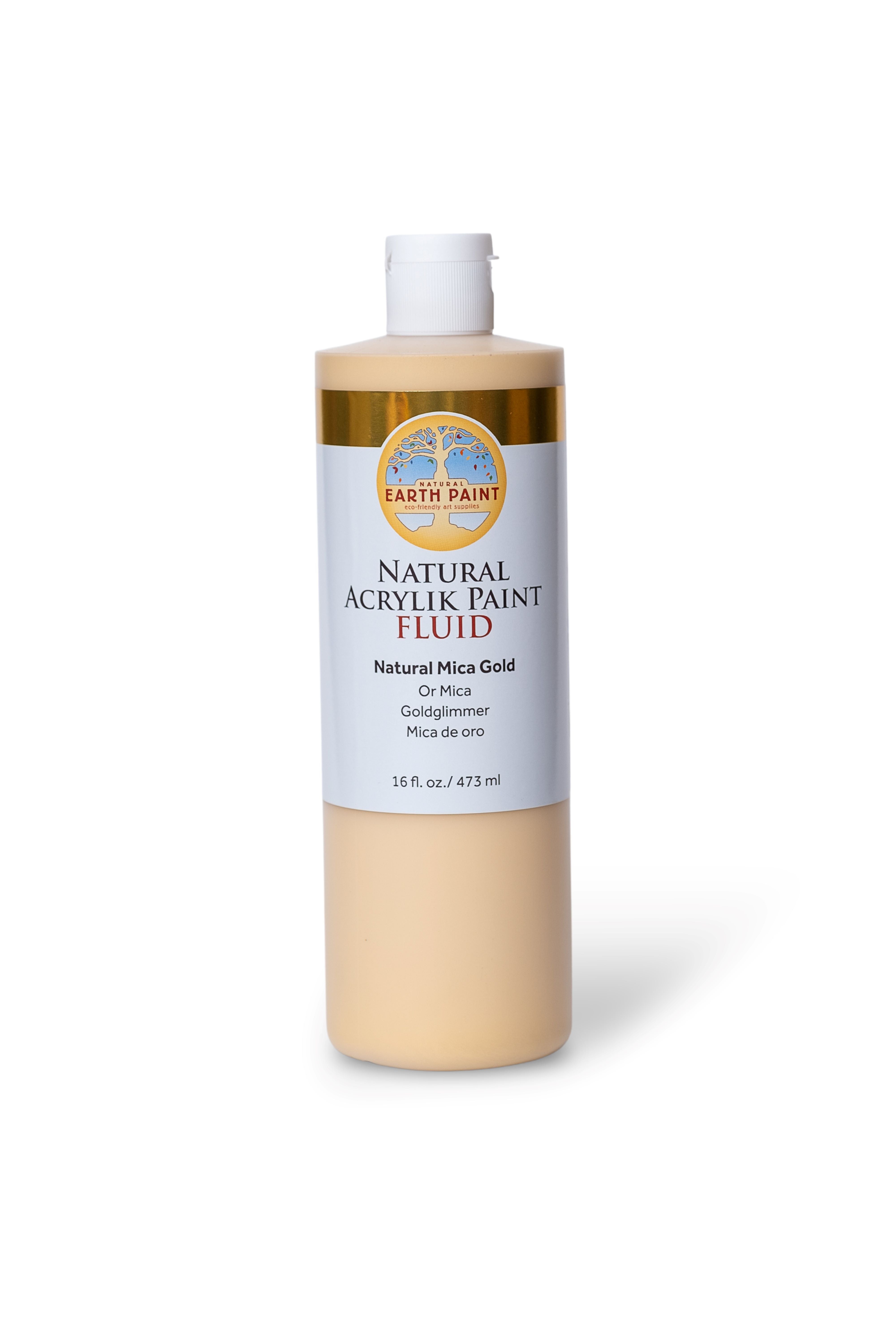 Bottle of Earth Paint Natural Acrylic Paint Fluid on a white background