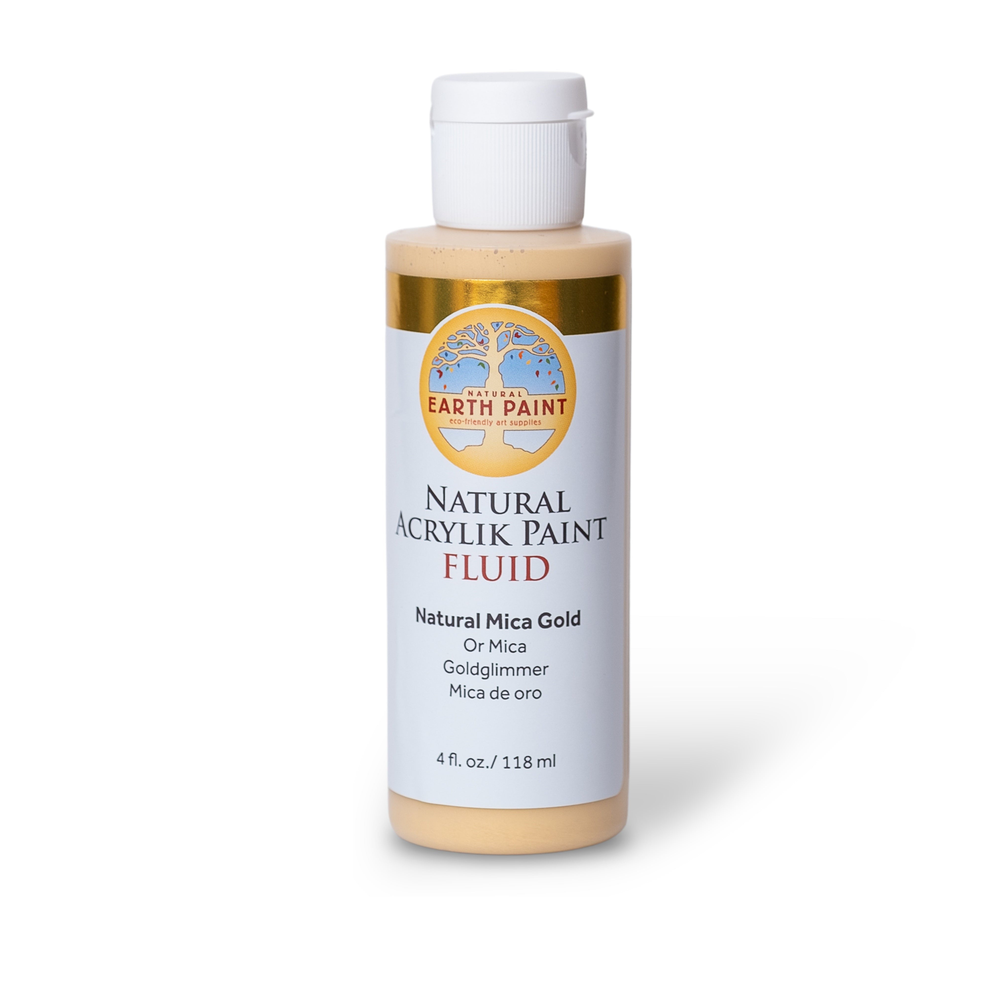 Bottle of Earth Paint Natural Acrylic Paint Fluid on a white background