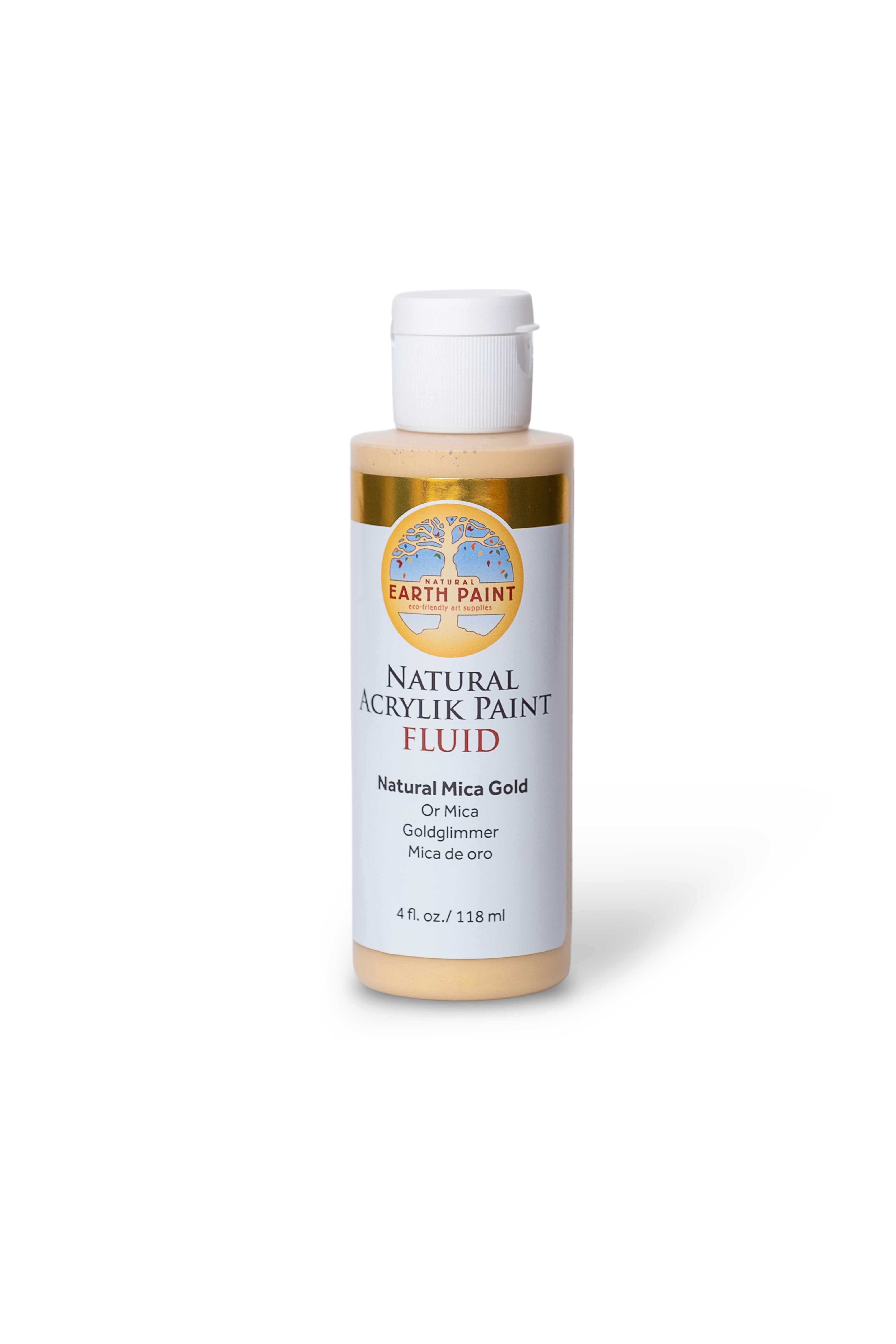 Bottle of Earth Paint Natural Acrylic Paint Fluid on a white background