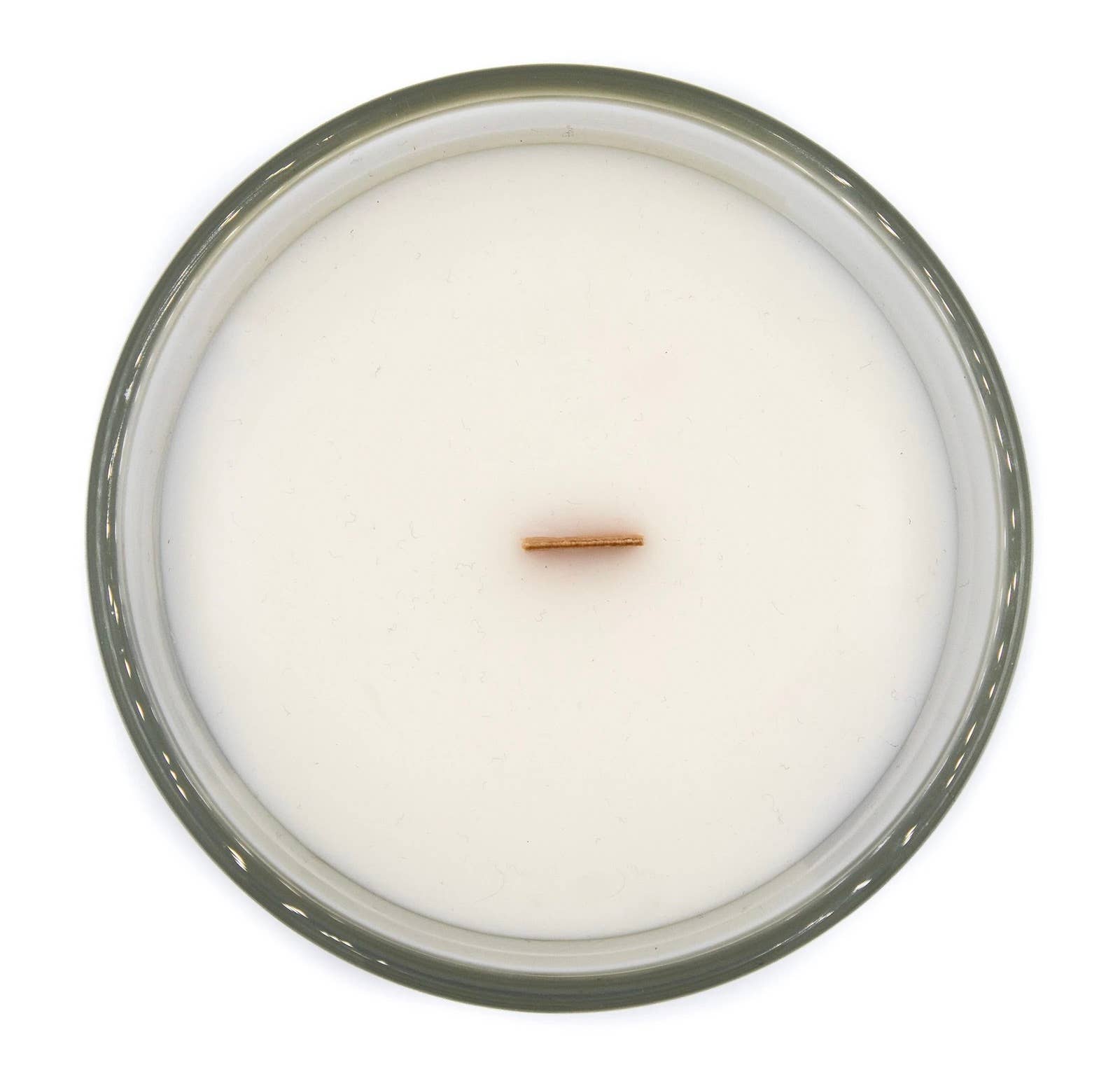 Handpoured Apricot wax candle in Luna fragrance citrus and jasmine by A Pleasant Thought top view wooden wick