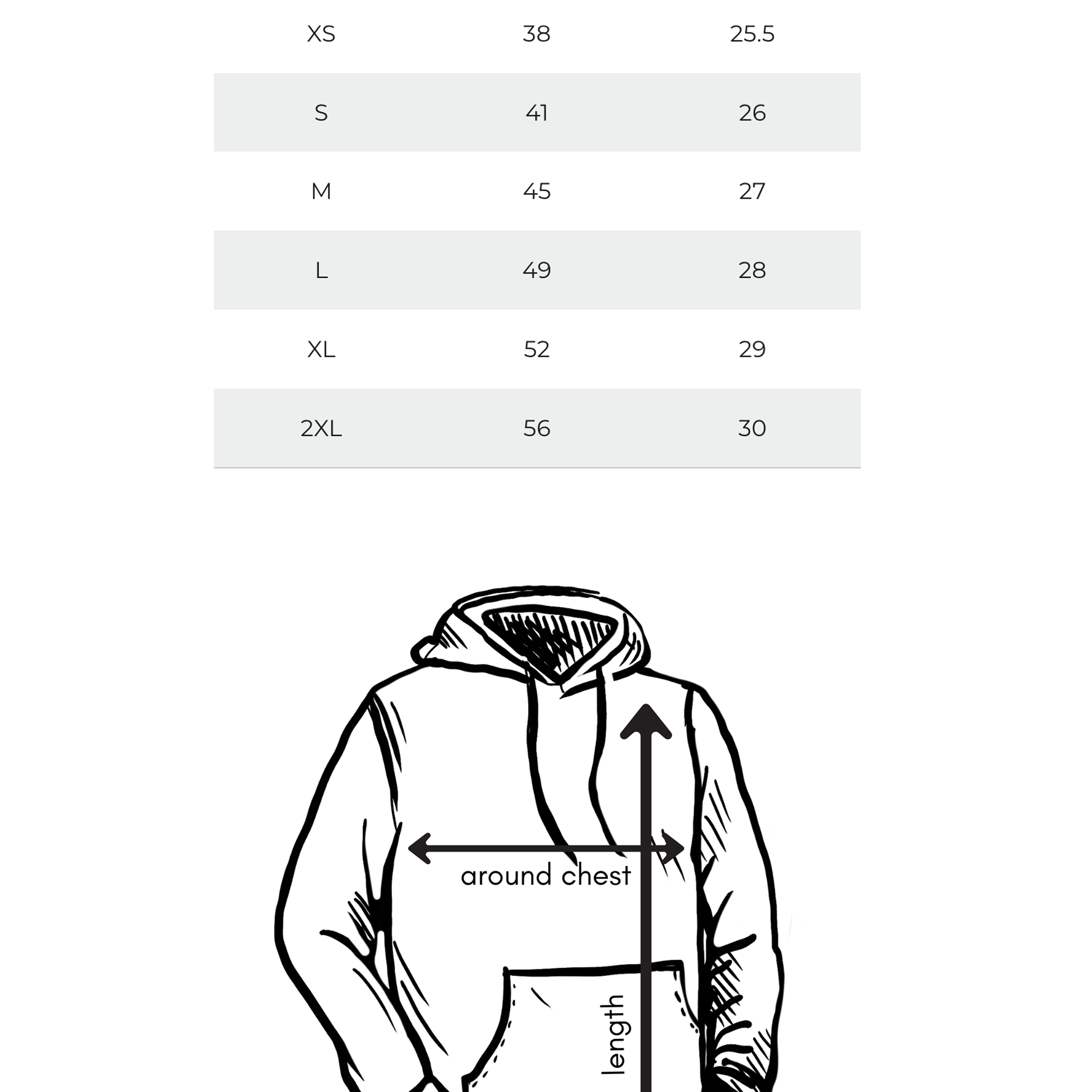 FLOATING ISLAND - Unisex Organic Cotton Hoodie Slate Blue size chart