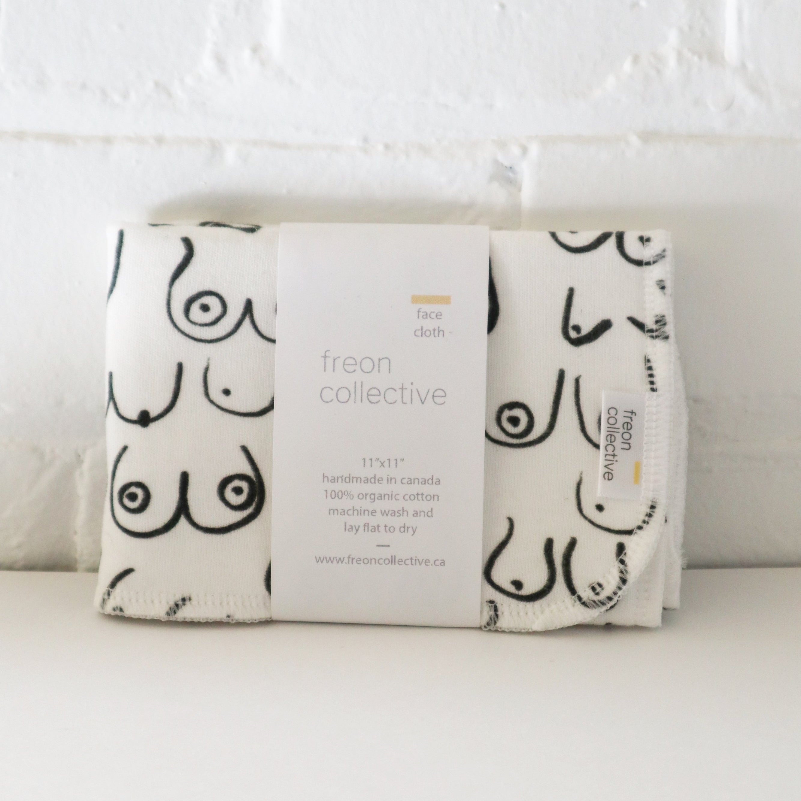 Black and white resuable cotton facecloths by Freon Collective 4