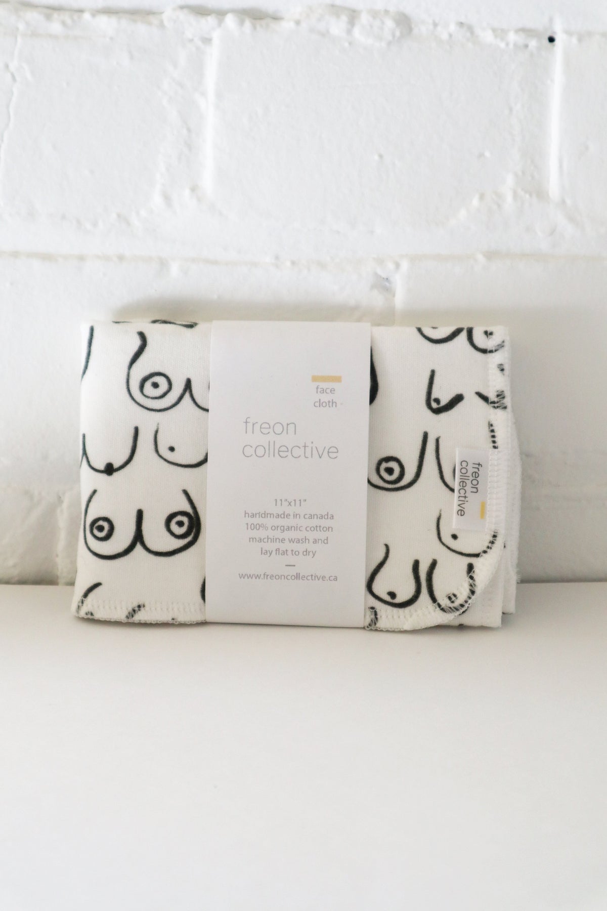 Black and white resuable cotton facecloths by Freon Collective 4