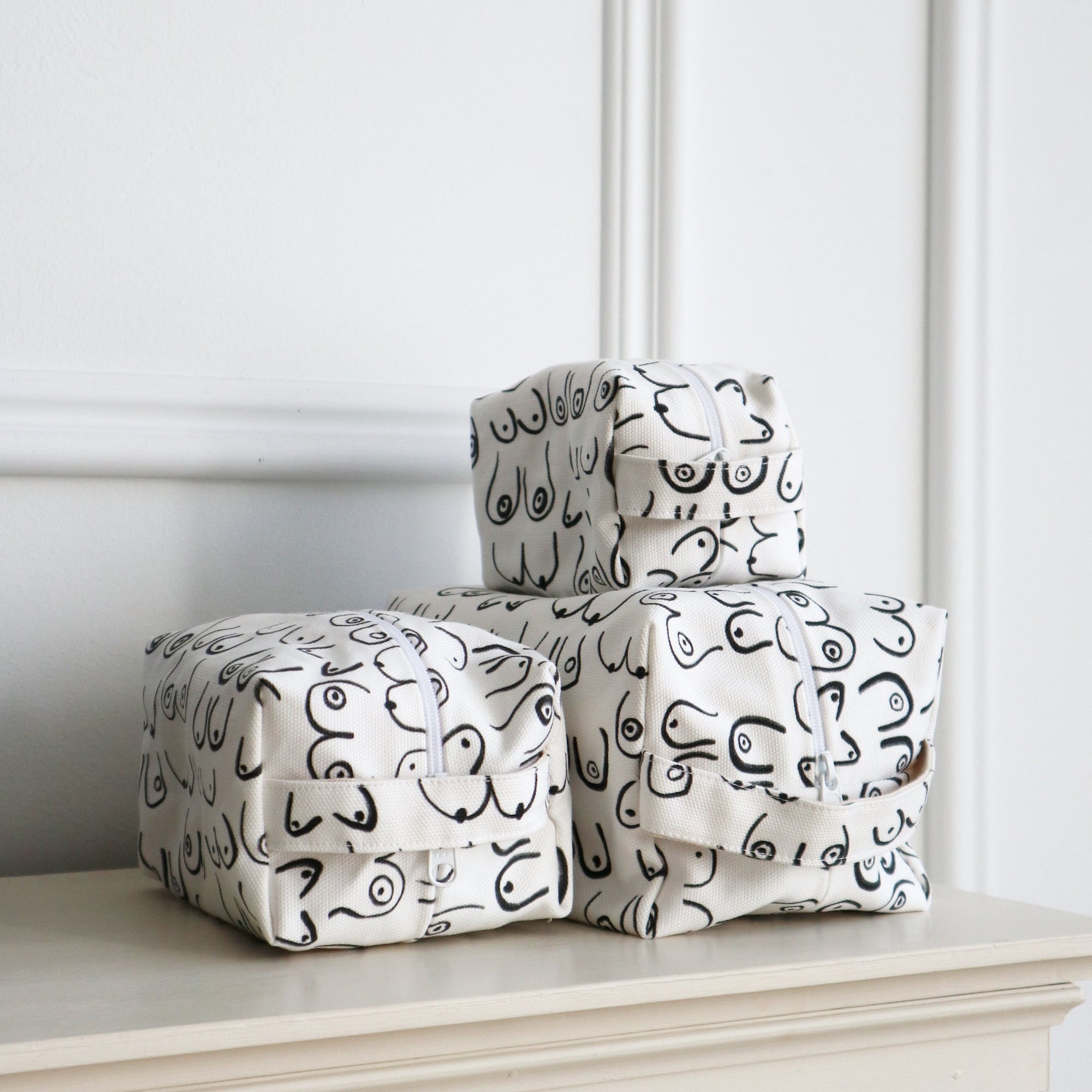 Woman Series Cotton Canvas Makeup Bag Handmade in Toronto by Freon Collective, the Woman Series makeup bag organizes cosmetics and travel essentials 3 sizes