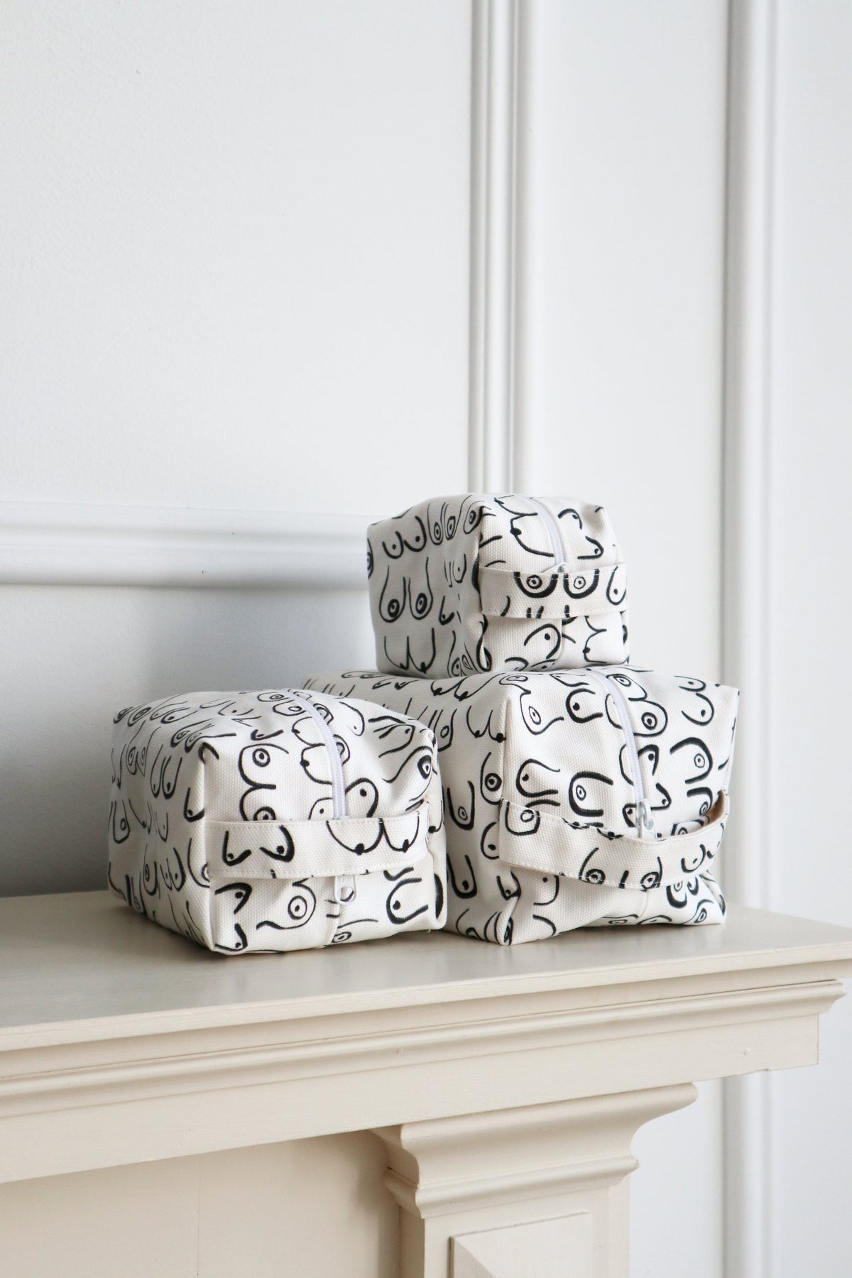 Woman Series Cotton Canvas Makeup Bag Handmade in Toronto by Freon Collective, the Woman Series makeup bag organizes cosmetics and travel essentials 3 sizes