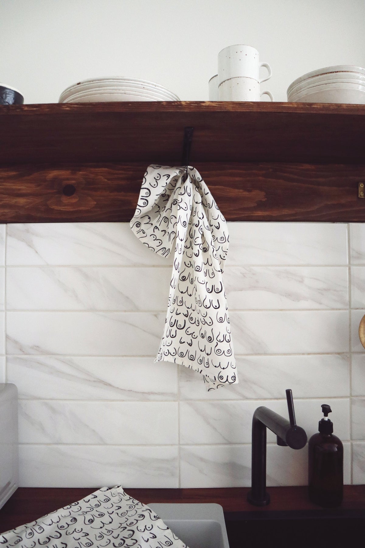 Woman Series Linen &amp; Cotton Tea Towel Handmade in Toronto by Freon Collective