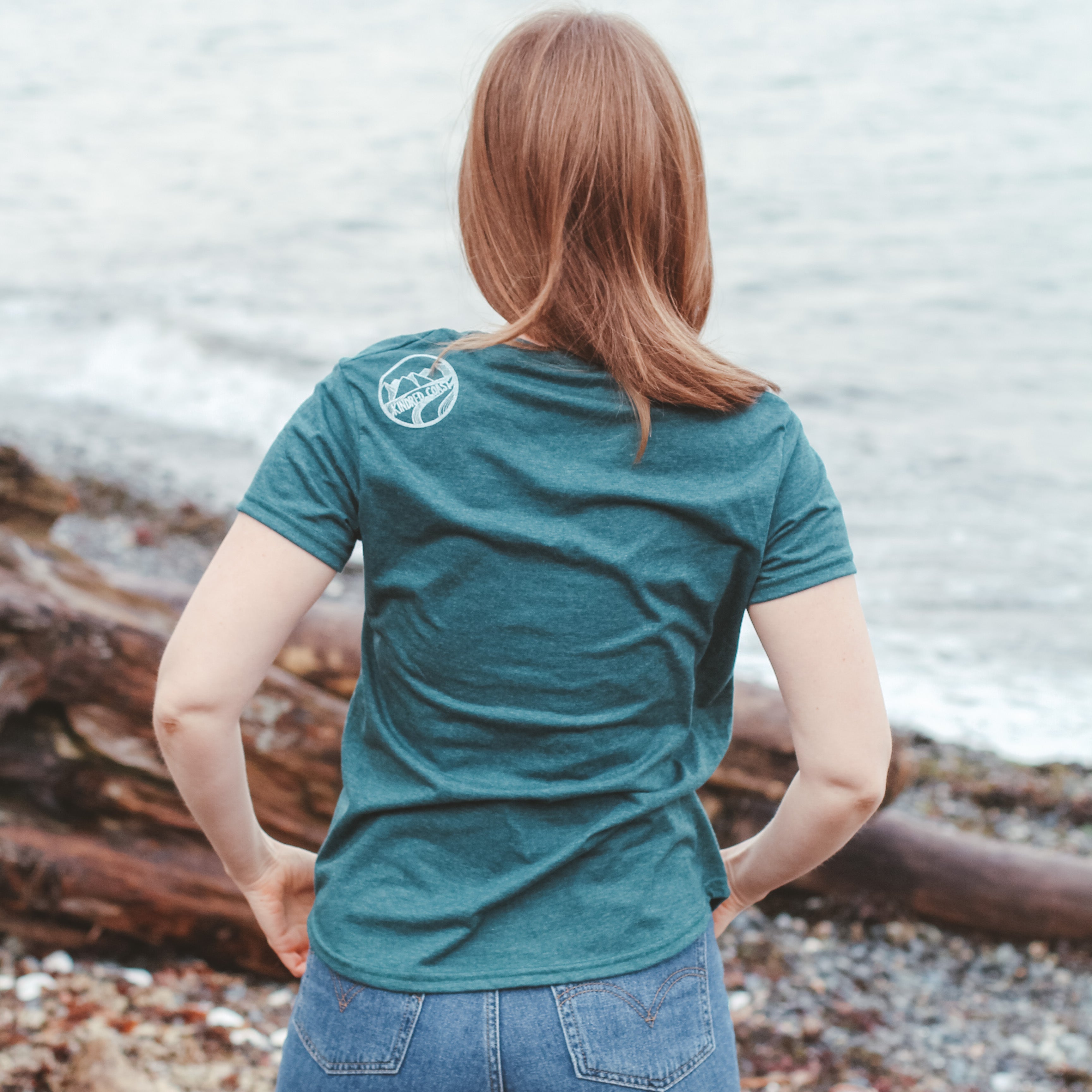 ELDERS - Women's Eco Tee blue Kindred Coast back view