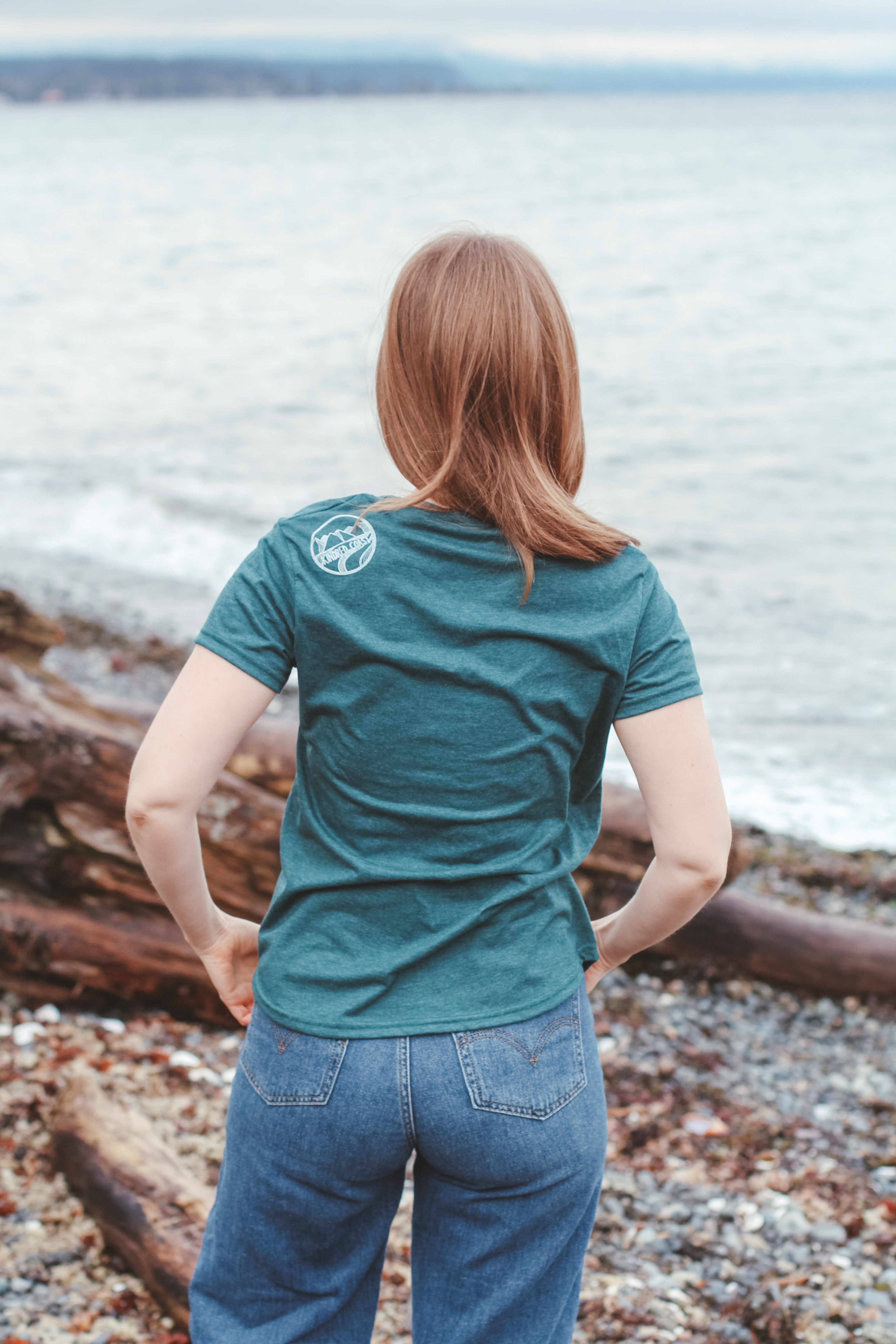ELDERS - Women's Eco Tee blue Kindred Coast back view
